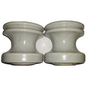 Vintage 2 White Ceramic PPC Insulatotr size 3" x 3"